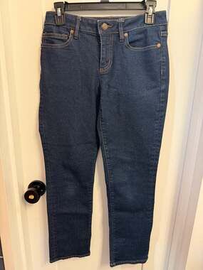 Lands' End Women's Sustainable Denim Straight Leg Jeans - Dark Wash